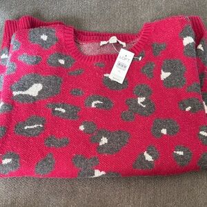 LOFT Leopard Print Crewneck Sweater